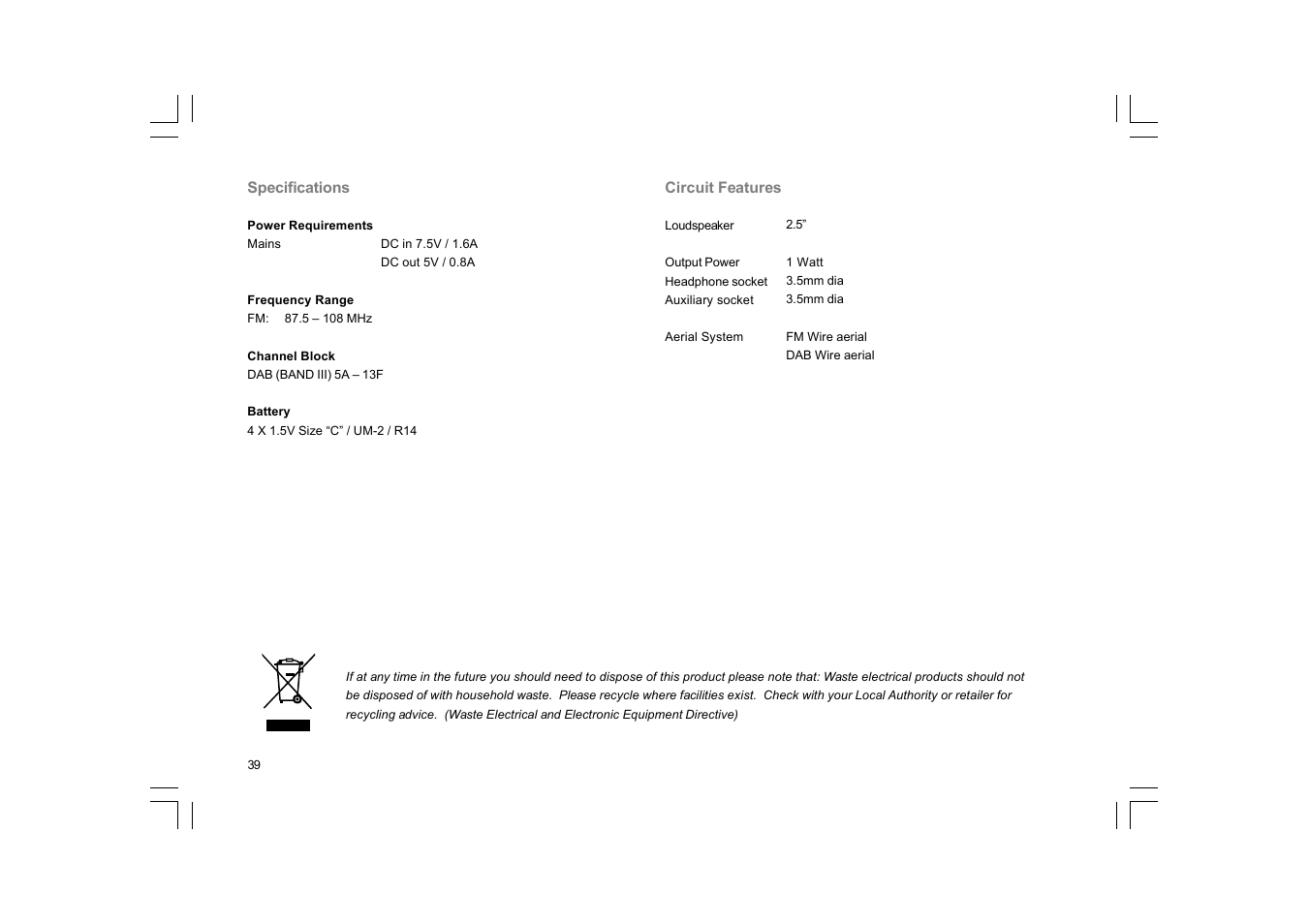 Sangean DCR-200 User Manual | Page 40 / 40