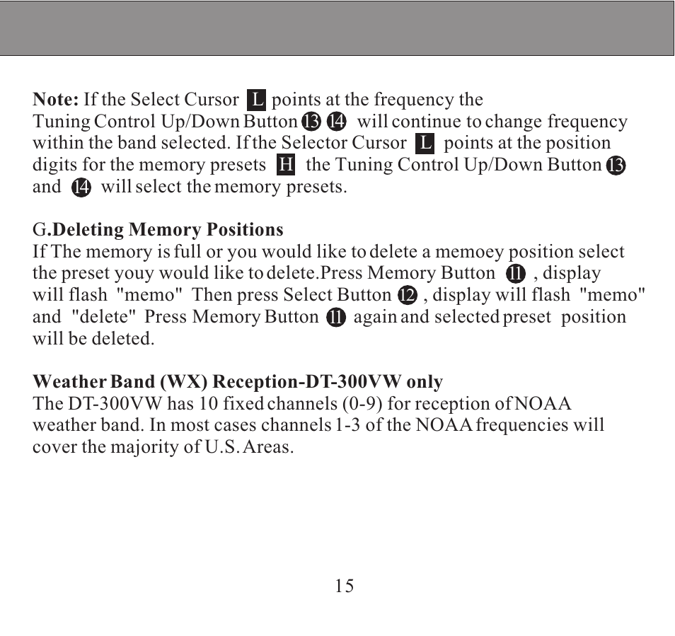 Wx band | Sangean DT-300 User Manual | Page 15 / 17