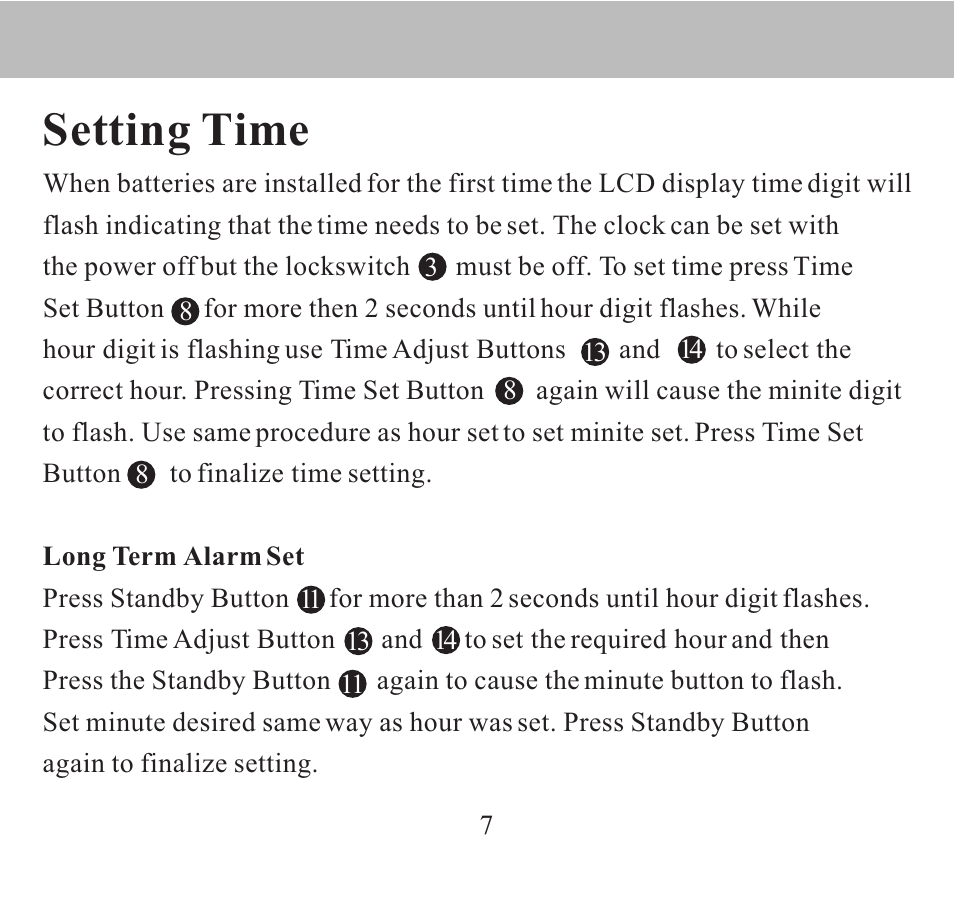 Setting time | Sangean DT-300 User Manual | Page 7 / 17