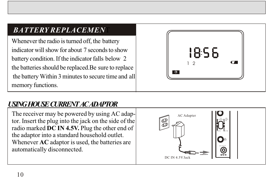 Battery replacemen t, Using house current ac adaptor | Sangean ATS-606A User Manual | Page 11 / 67