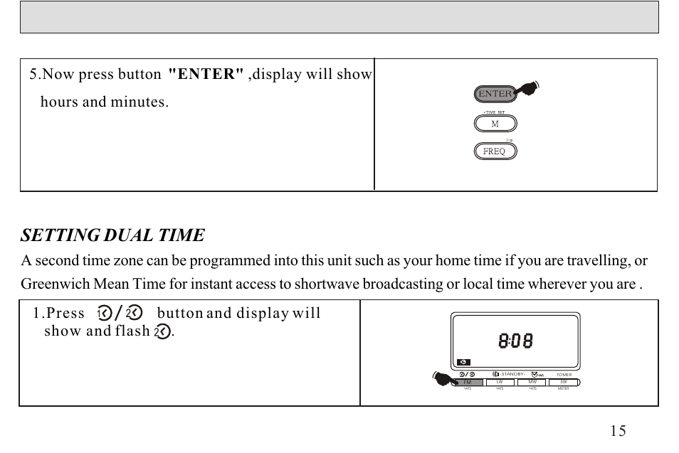 Setting dual time | Sangean ATS-606A User Manual | Page 16 / 67