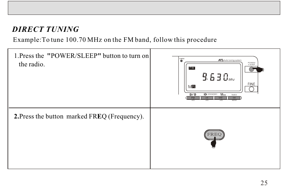 Direct tuning | Sangean ATS-606A User Manual | Page 26 / 67