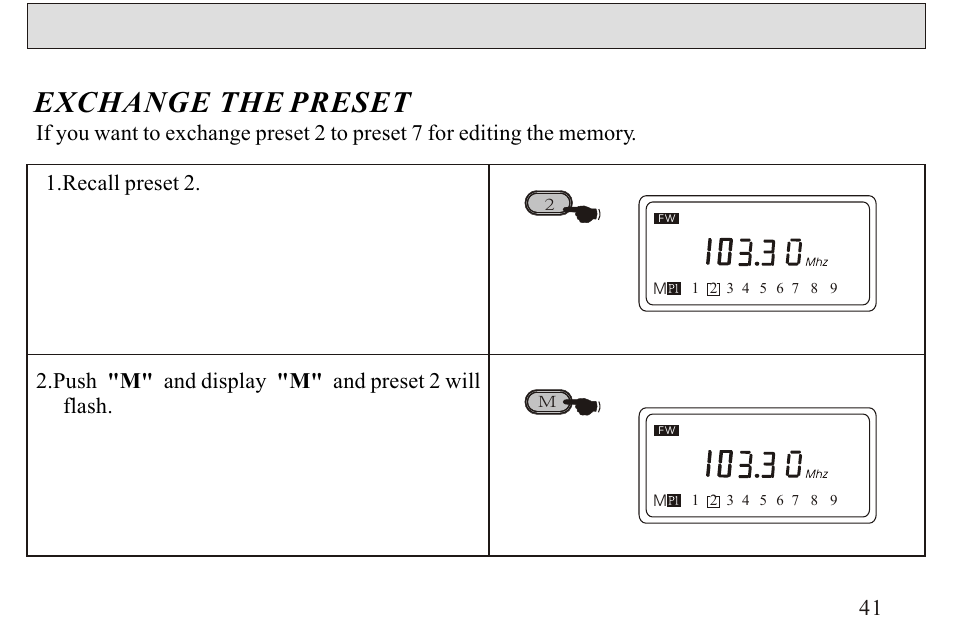 Exchange the preset | Sangean ATS-606A User Manual | Page 42 / 67