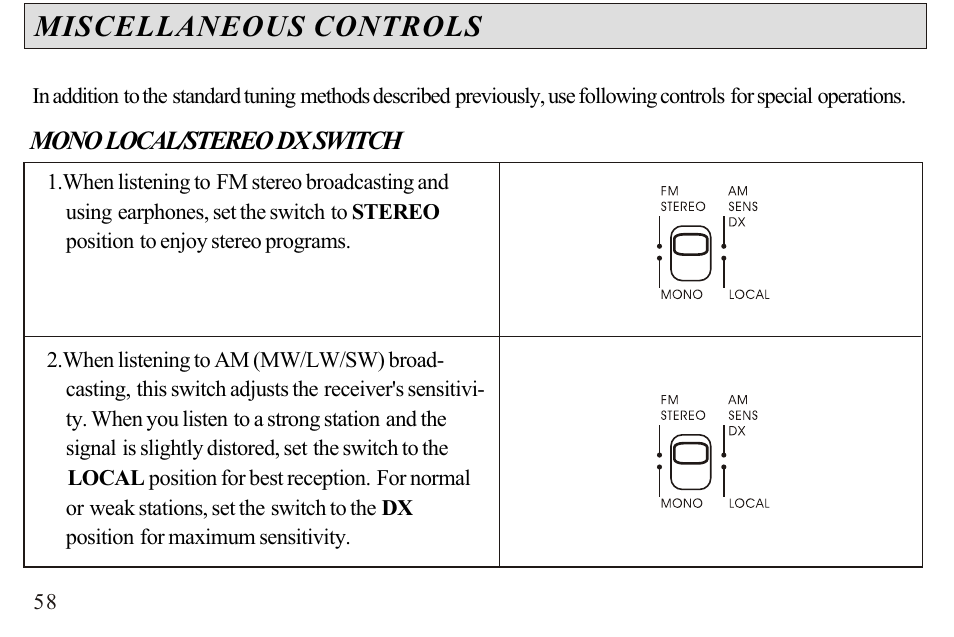 Miscellaneous controls | Sangean ATS-606A User Manual | Page 59 / 67