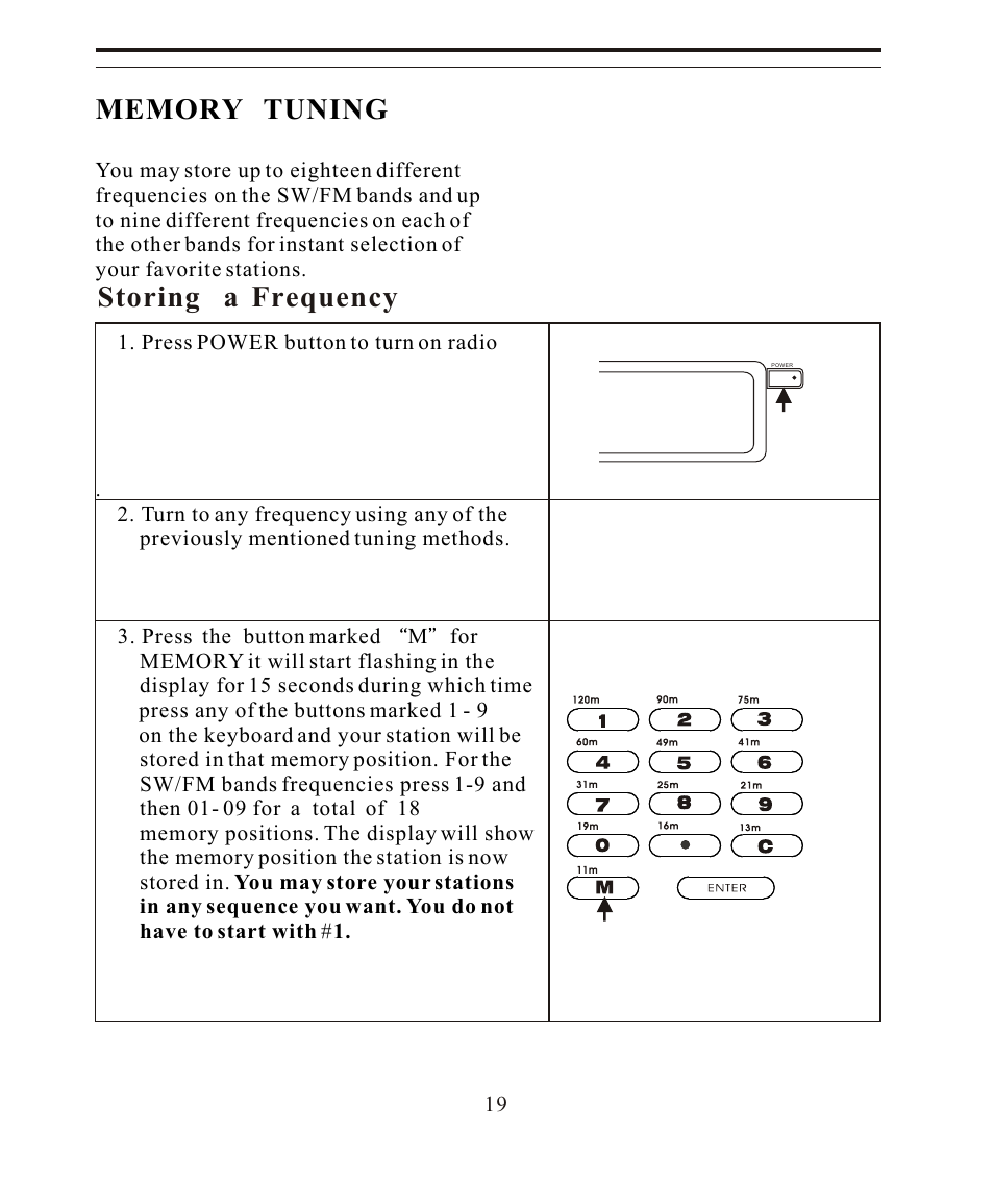 Storing a frequency | Sangean SANGEAN ATS-808A User Manual | Page 19 / 28