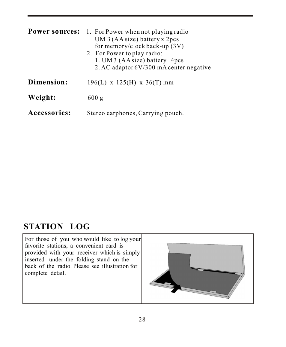 Station log | Sangean SANGEAN ATS-808A User Manual | Page 28 / 28