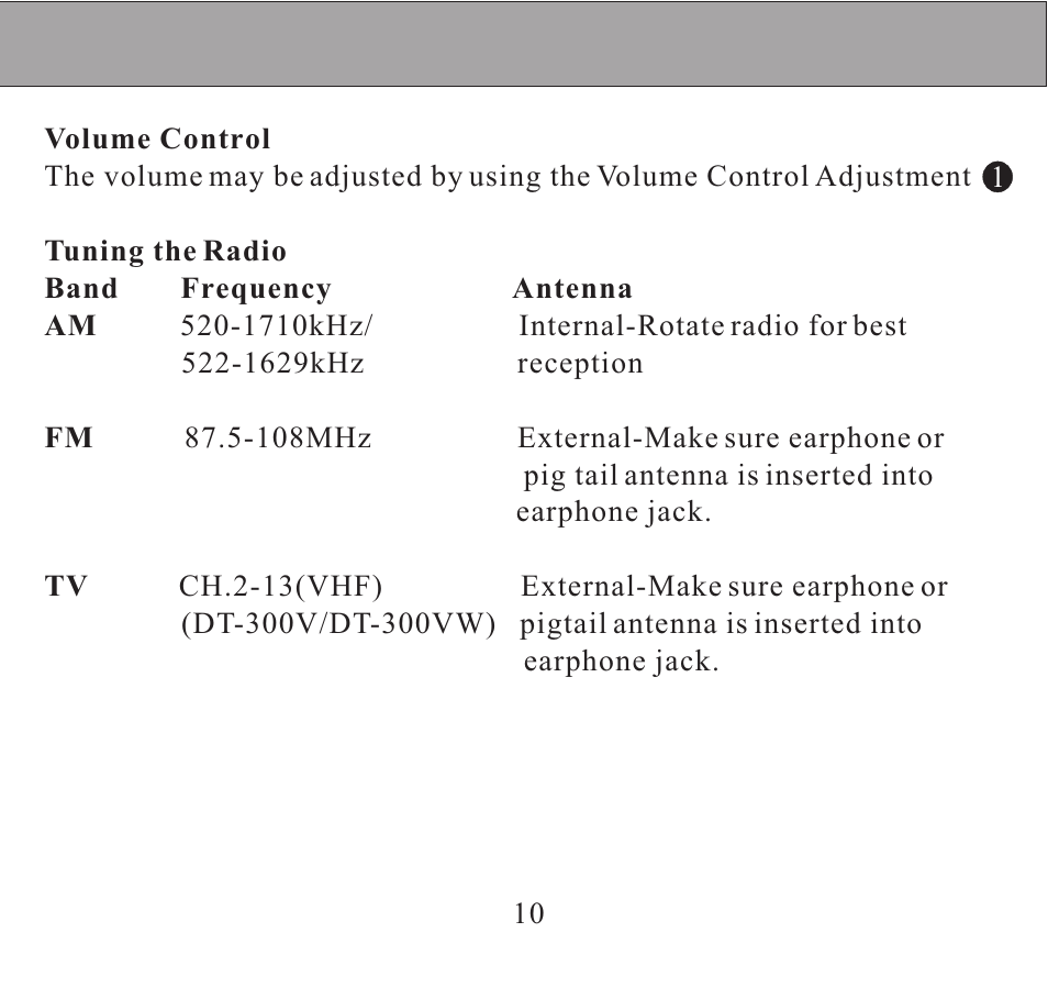 Sangean DT-300/DT-300V User Manual | Page 10 / 17