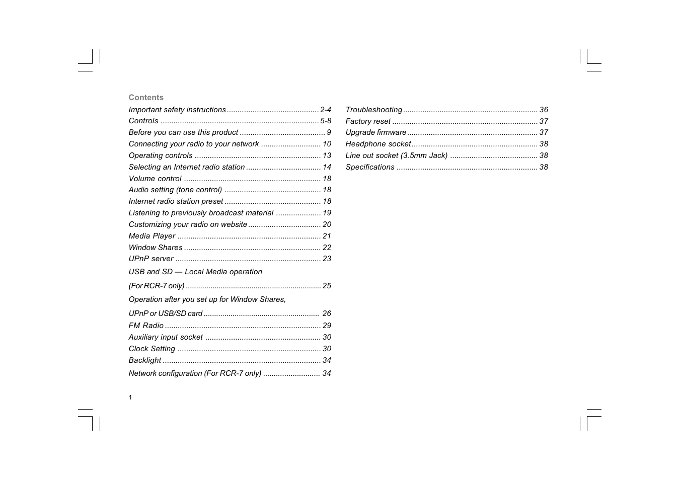 Sangean RCR-7WF User Manual | Page 2 / 40