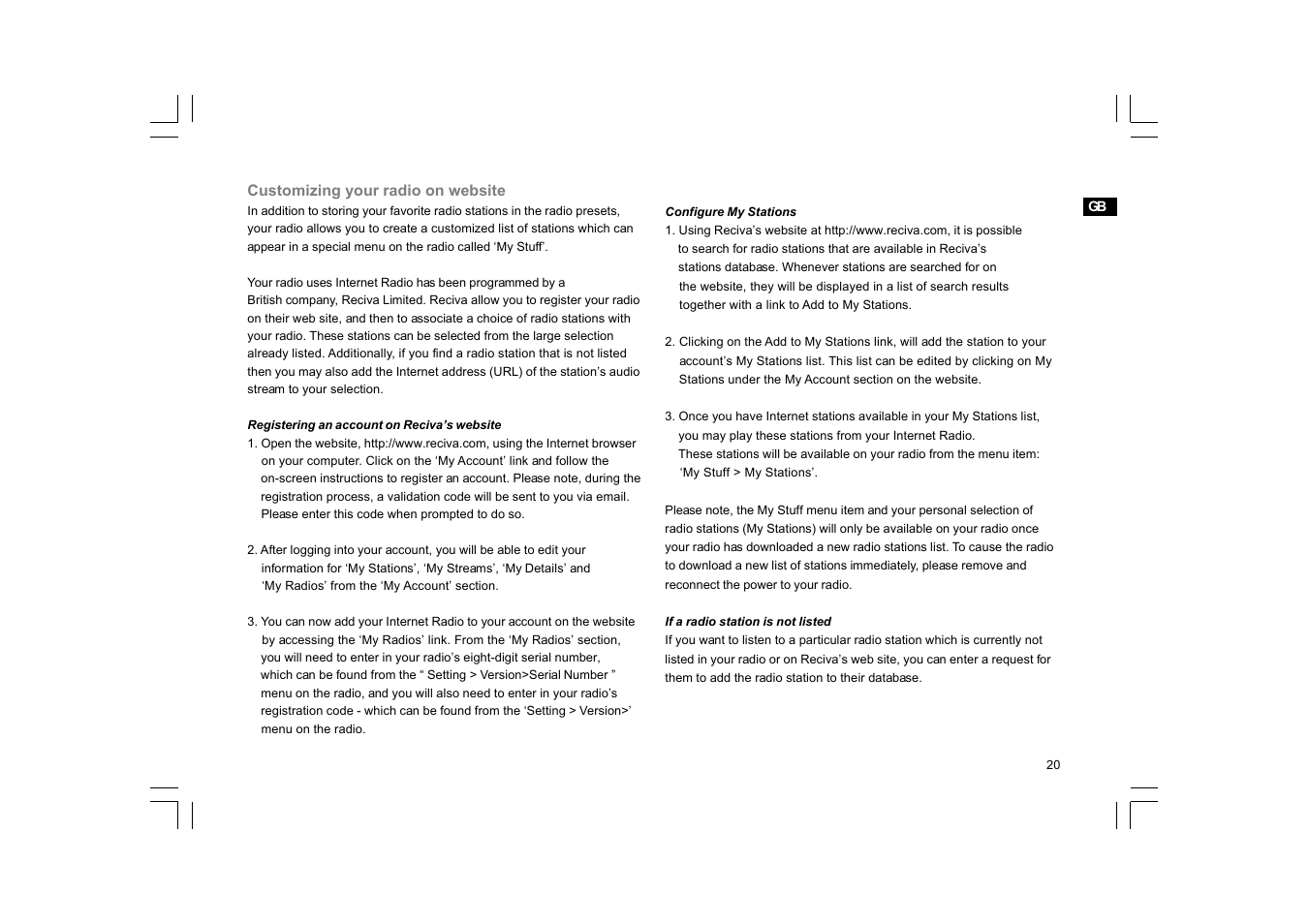Sangean RCR-7WF User Manual | Page 21 / 40