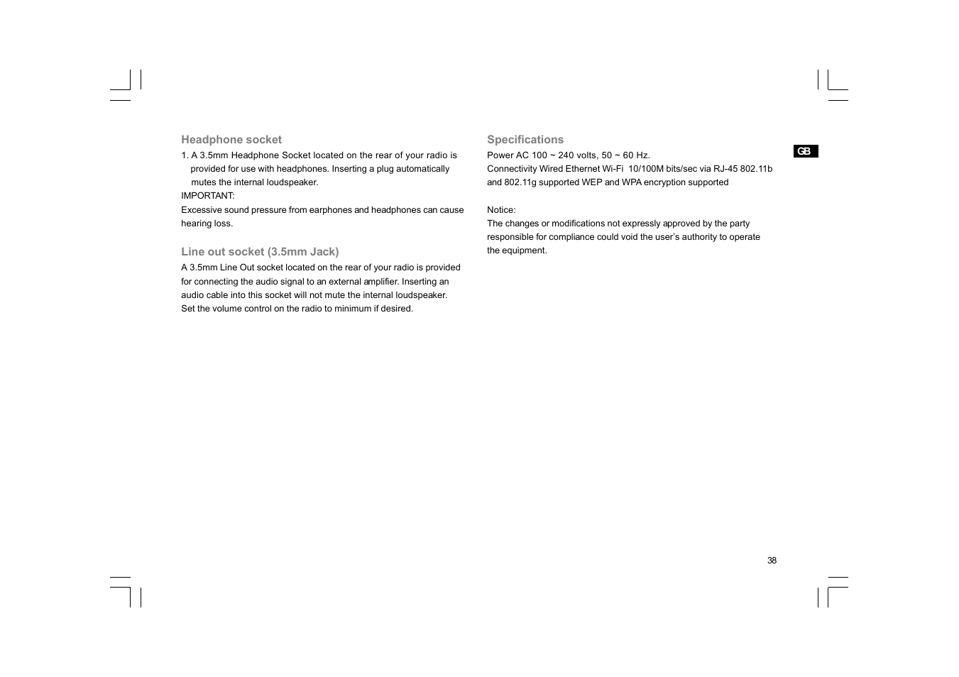 Sangean RCR-7WF User Manual | Page 39 / 40