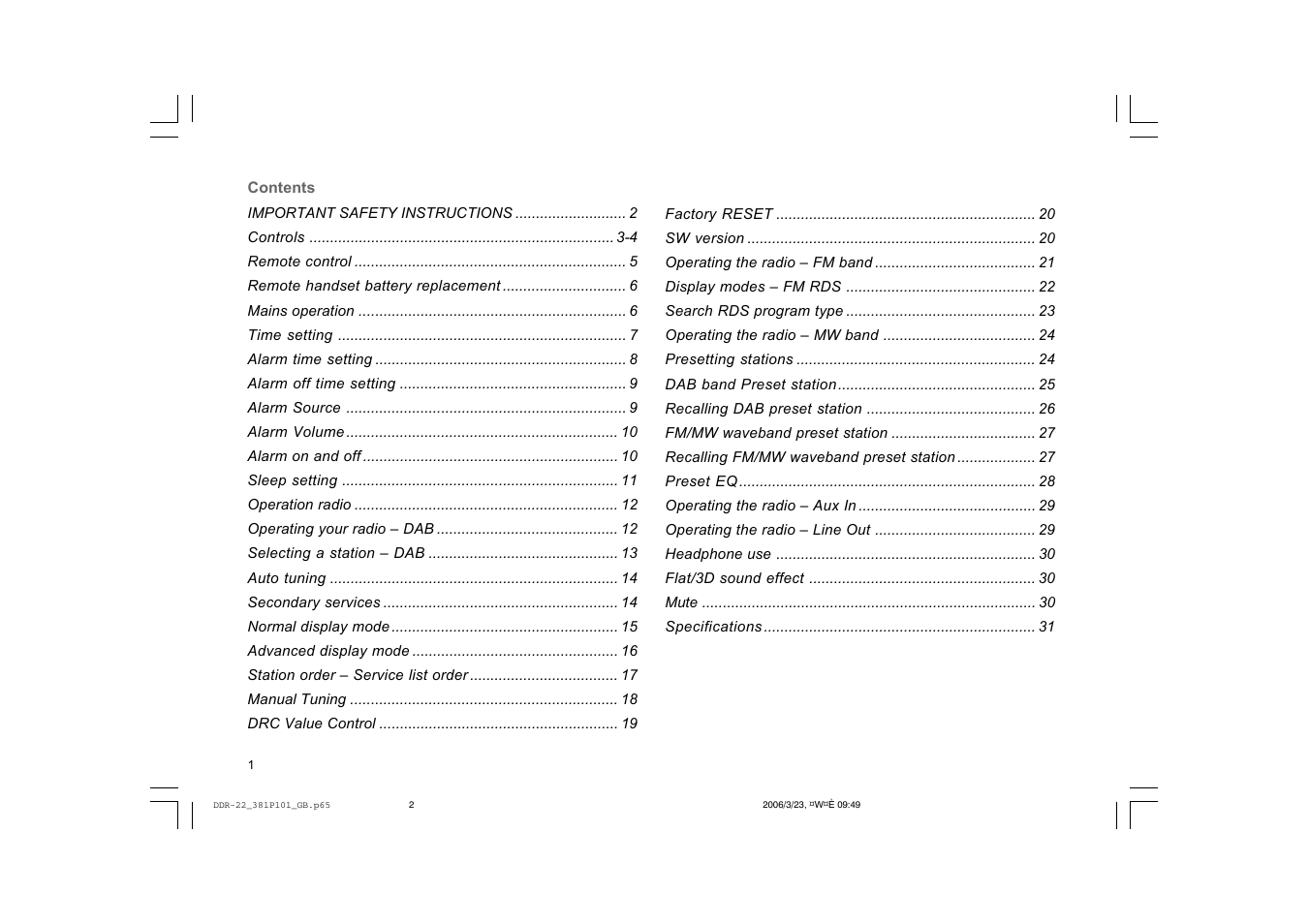 Sangean DDR-22 User Manual | Page 2 / 34