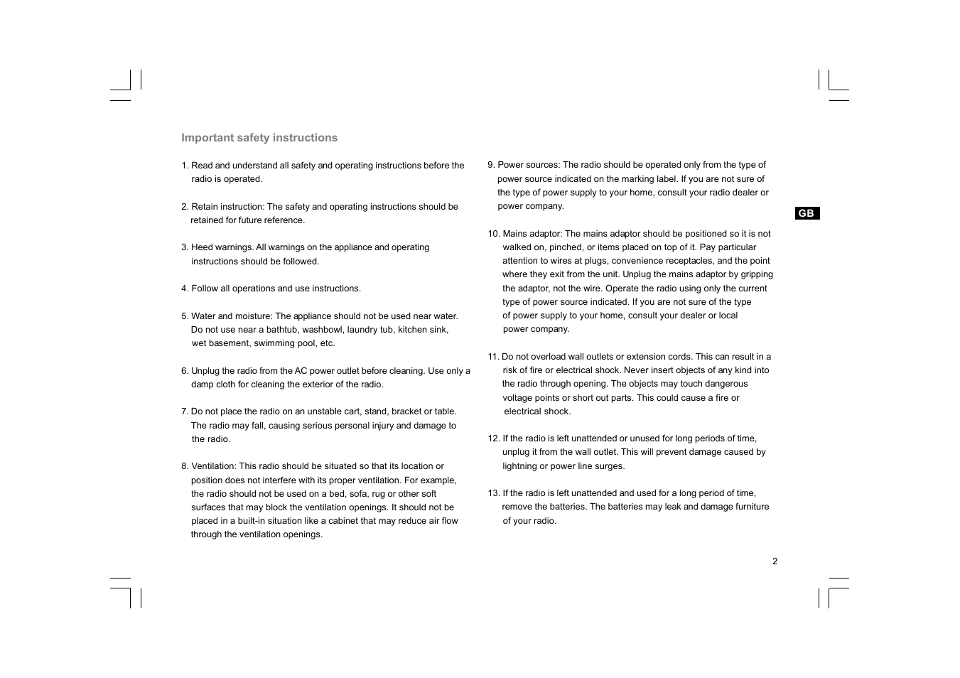 Sangean PR-D9W User Manual | Page 3 / 25