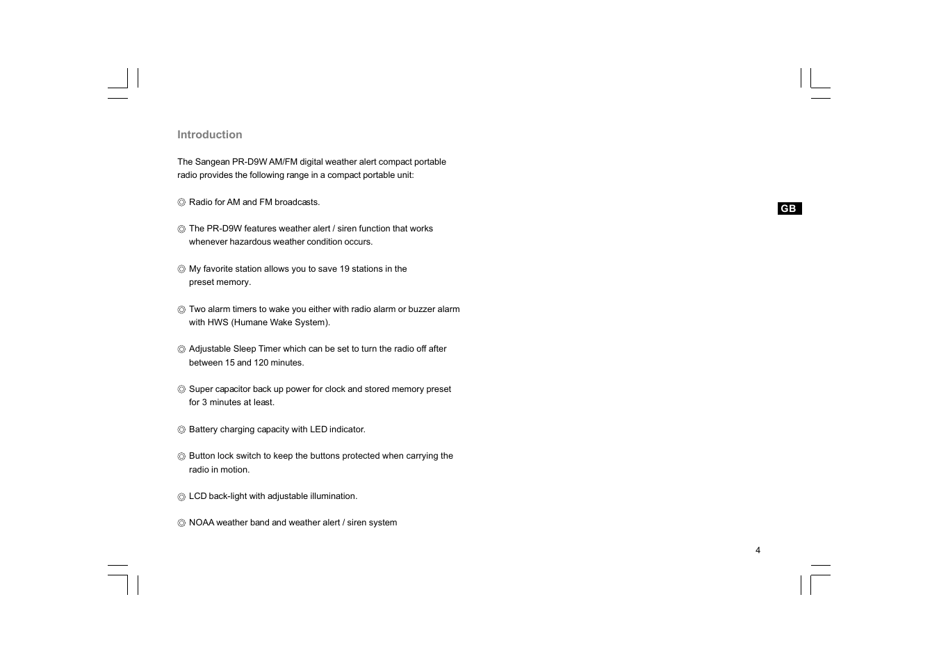 Sangean PR-D9W User Manual | Page 5 / 25