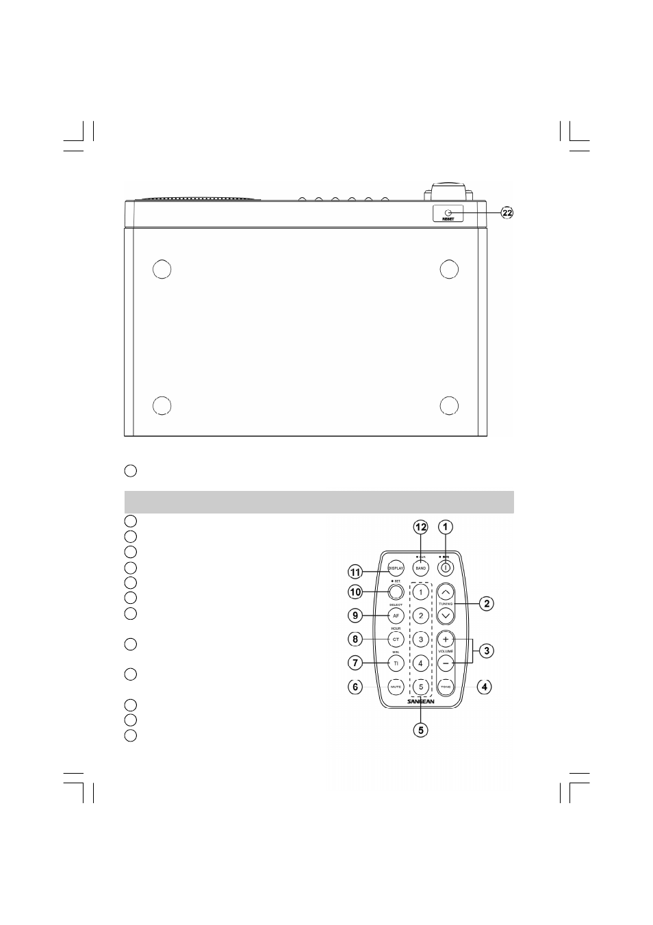 Remote control, Reset button | Sangean WR-2 User Manual | Page 6 / 125