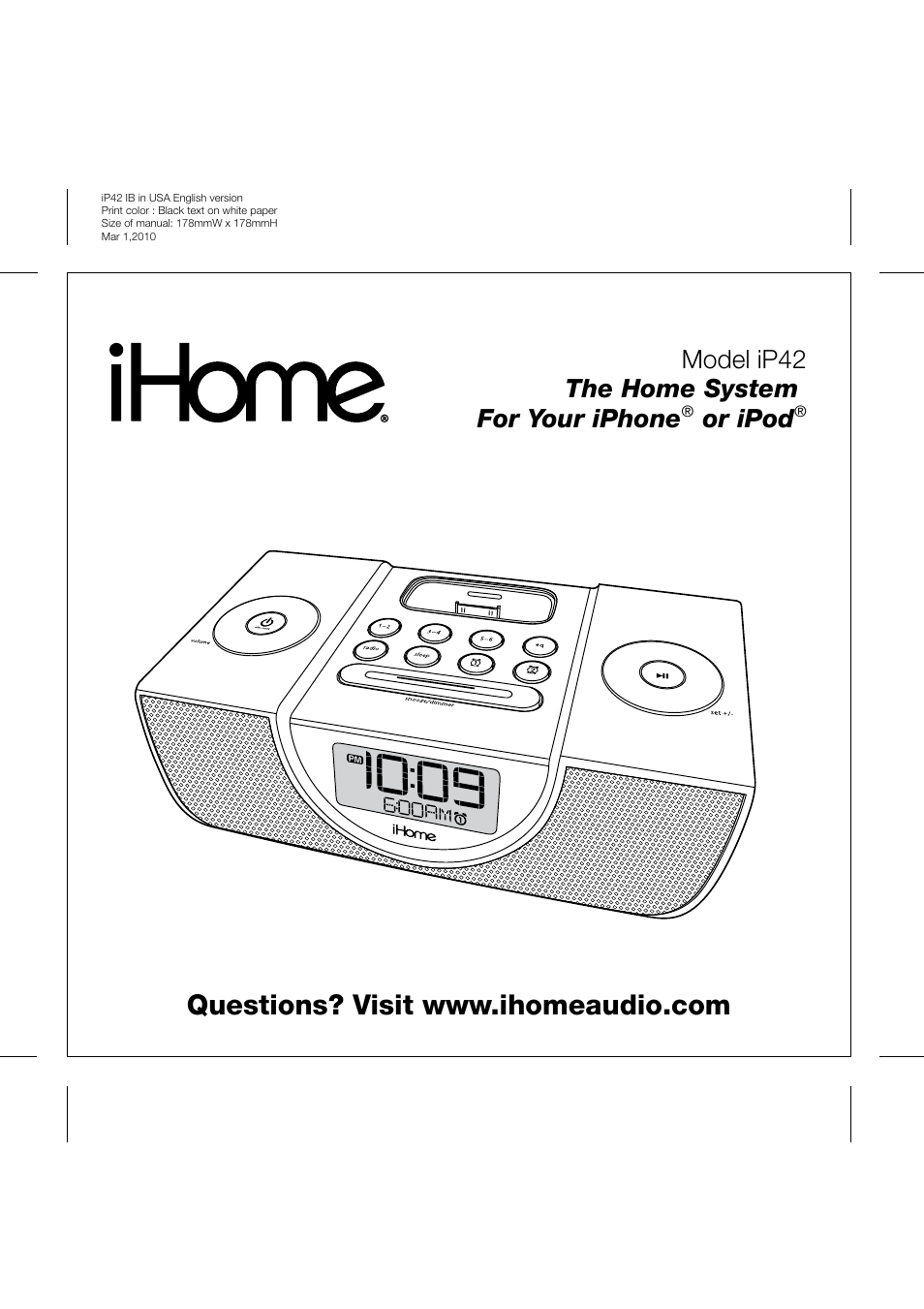 SDI Technologies IHOME IP42 User Manual | 13 pages