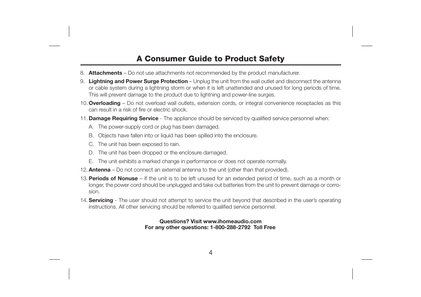 A consumer guide to product safety | SDI Technologies iH30 User Manual | Page 6 / 19