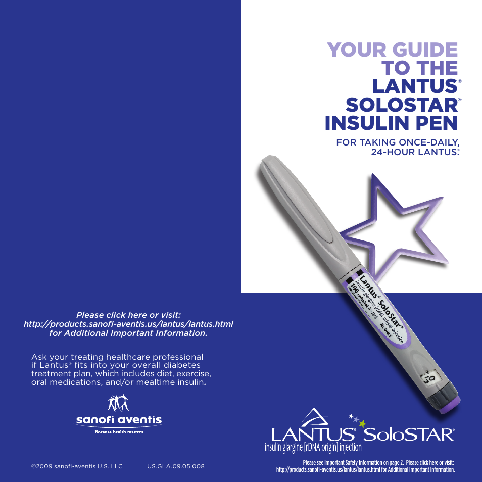 Sanofi-aventis Lantus SoloSTAR User Manual | 8 pages