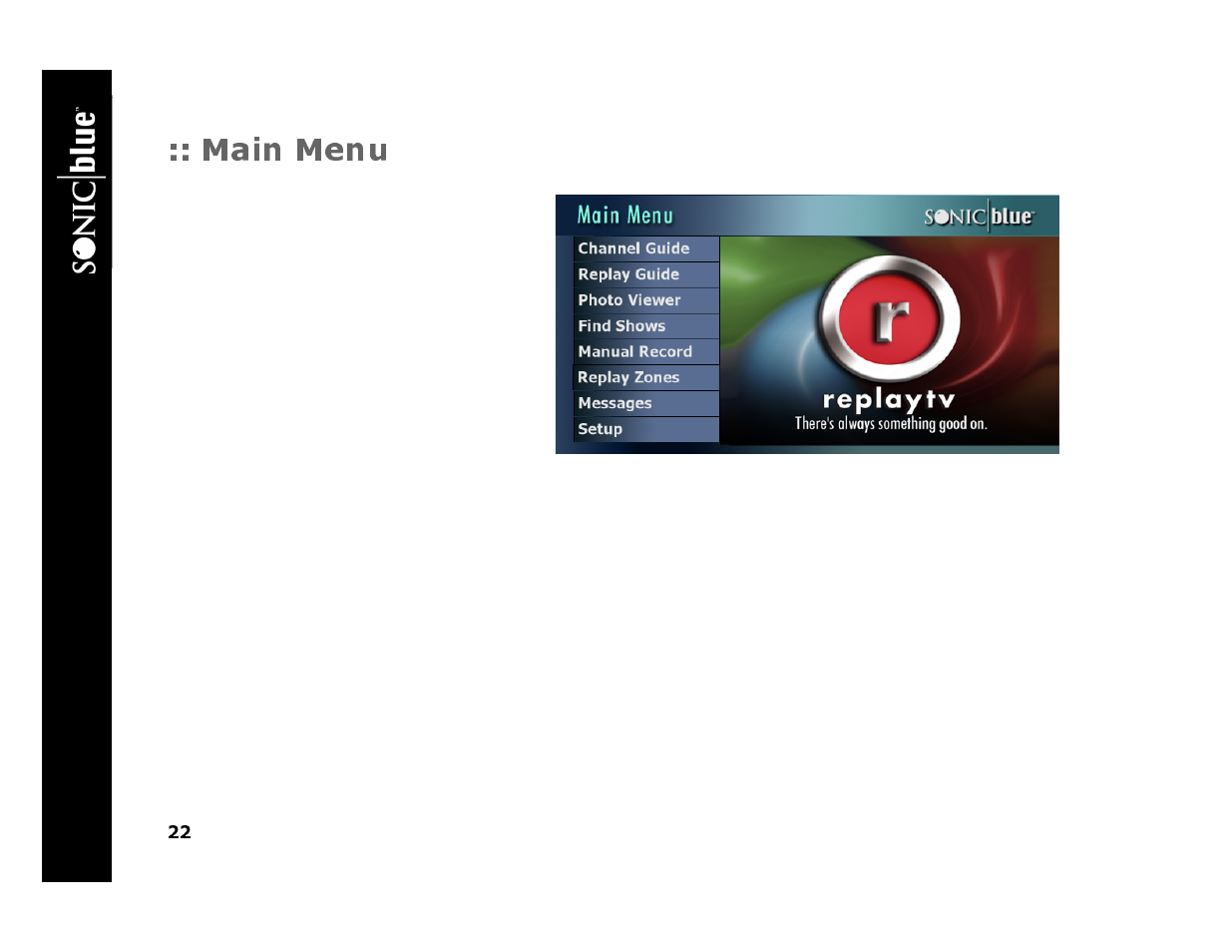Main menu | Sonic Blue 4500 User Manual | Page 28 / 86