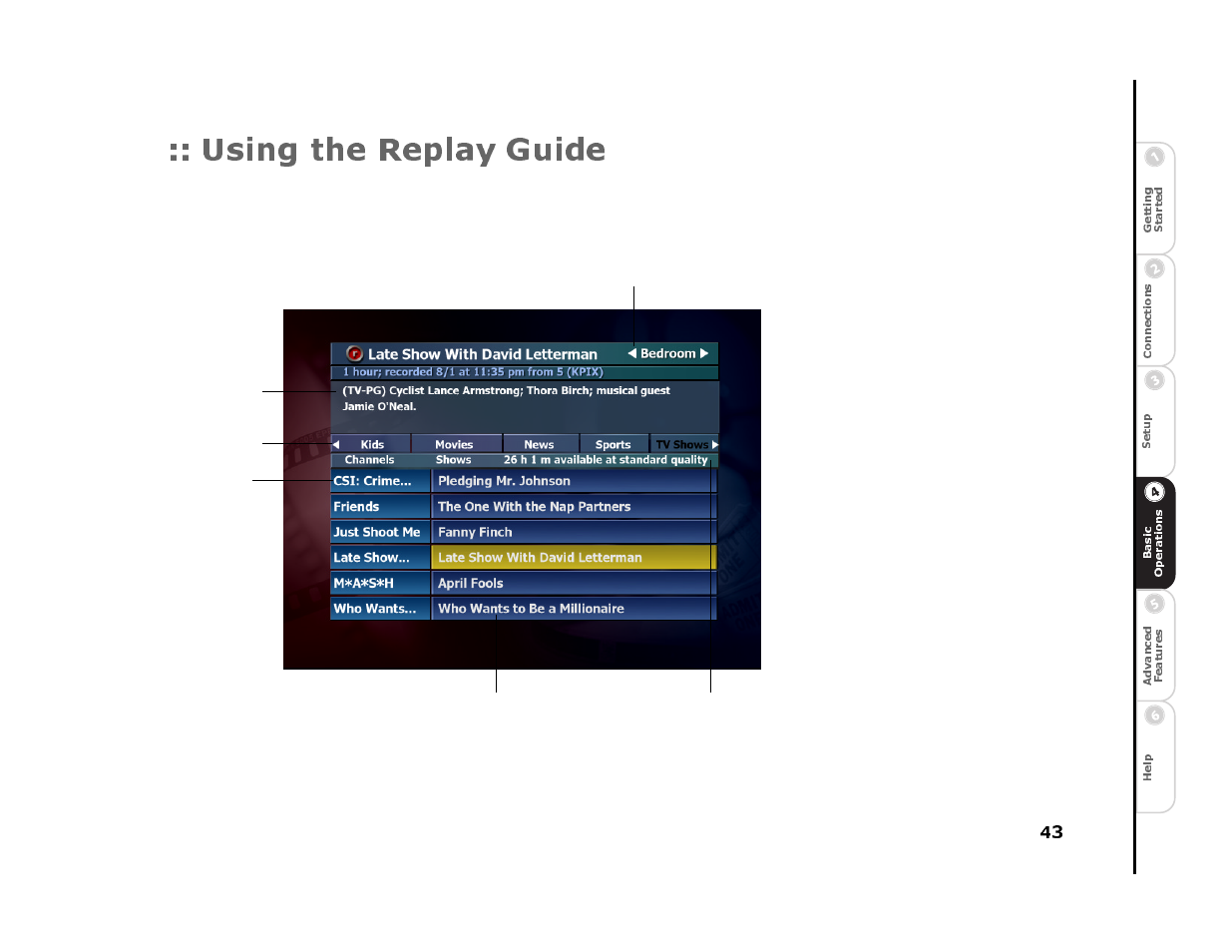 Using the replay guide | Sonic Blue 4500 User Manual | Page 49 / 86