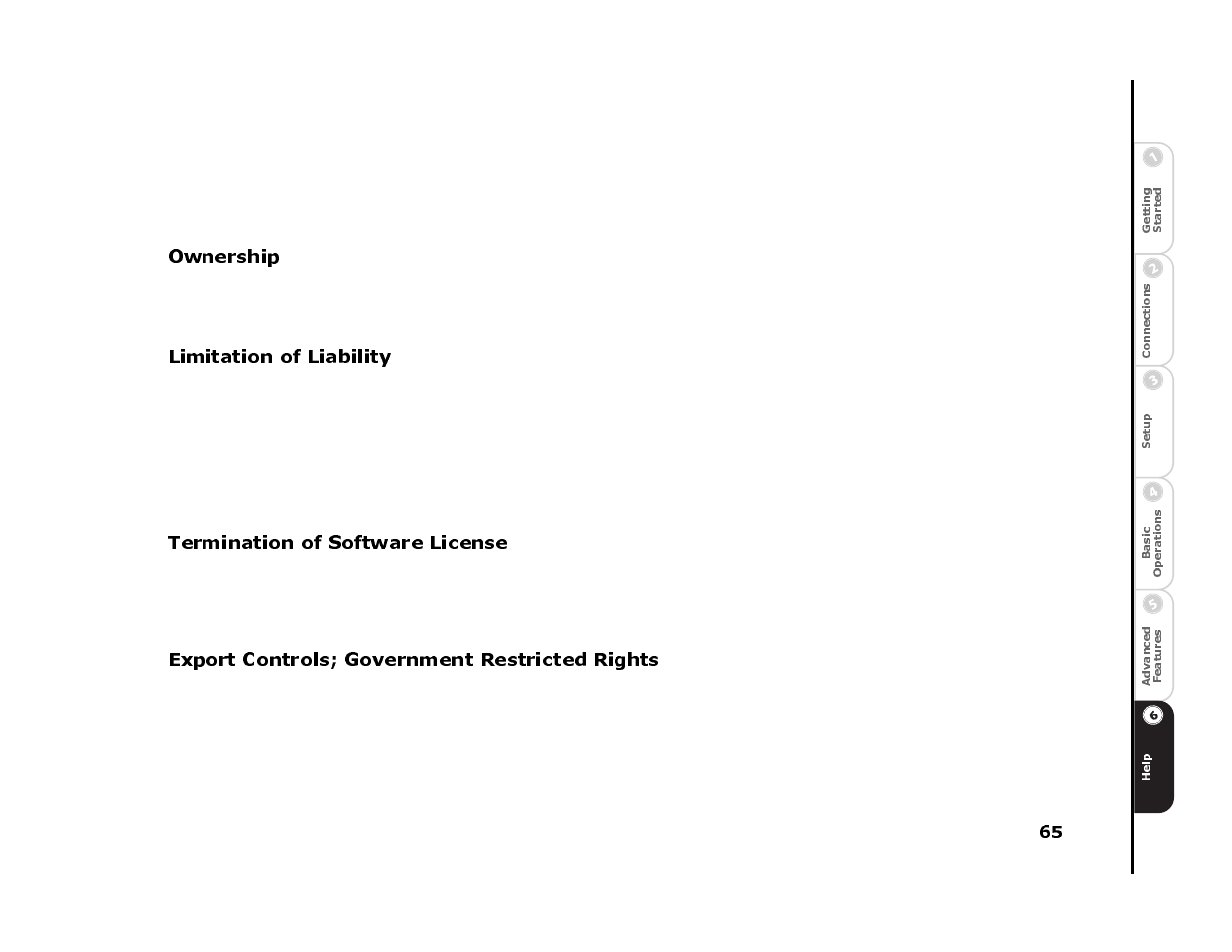 Ownership, Limitation of liability, Termination of software license | Export controls; government restricted rights | Sonic Blue 4500 User Manual | Page 71 / 86