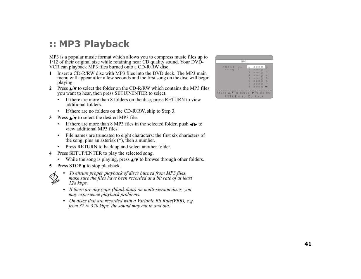 Mp3 playback | Sonic Blue DVR4400 User Manual | Page 47 / 68