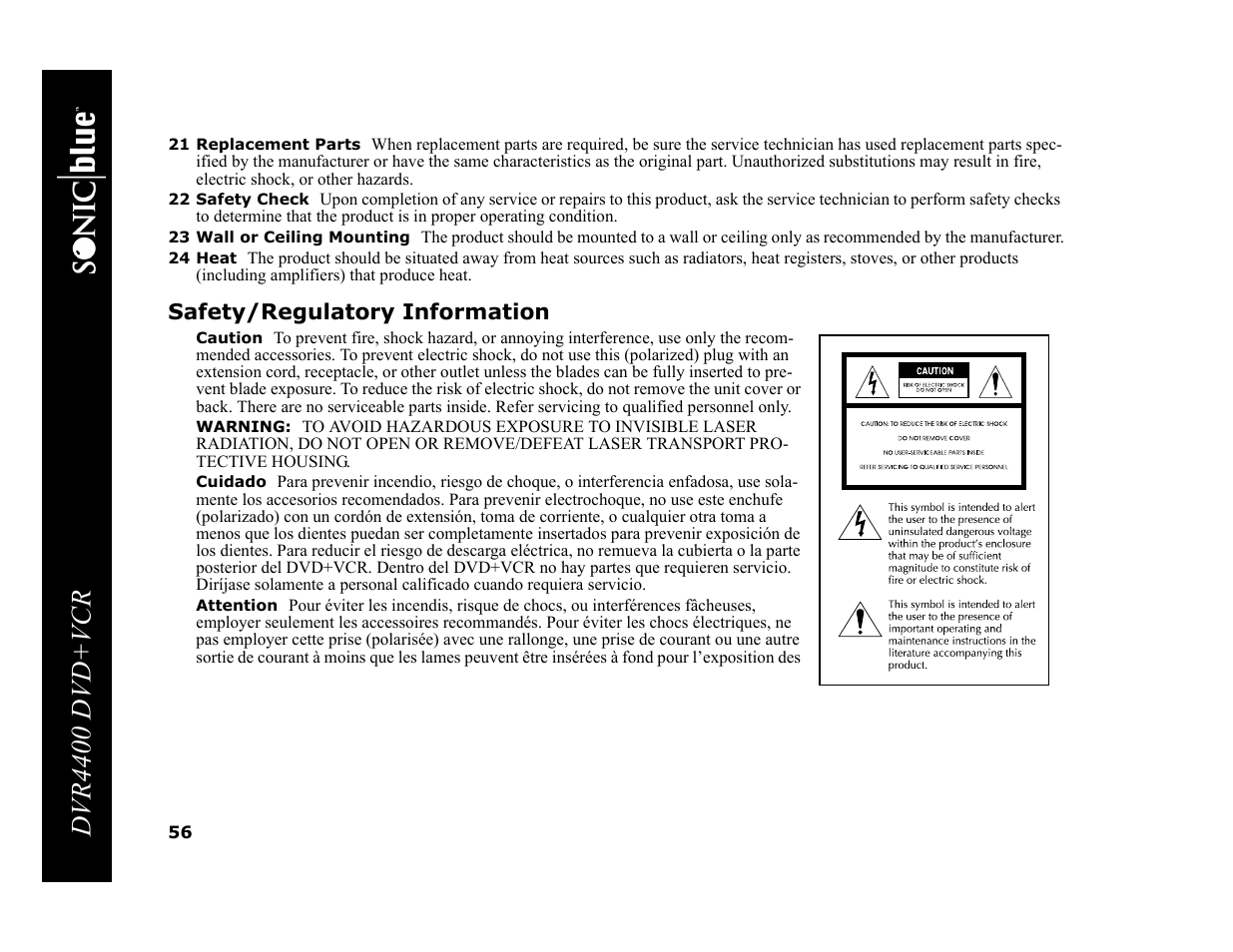 Dvr4400 dvd+vcr | Sonic Blue DVR4400 User Manual | Page 62 / 68