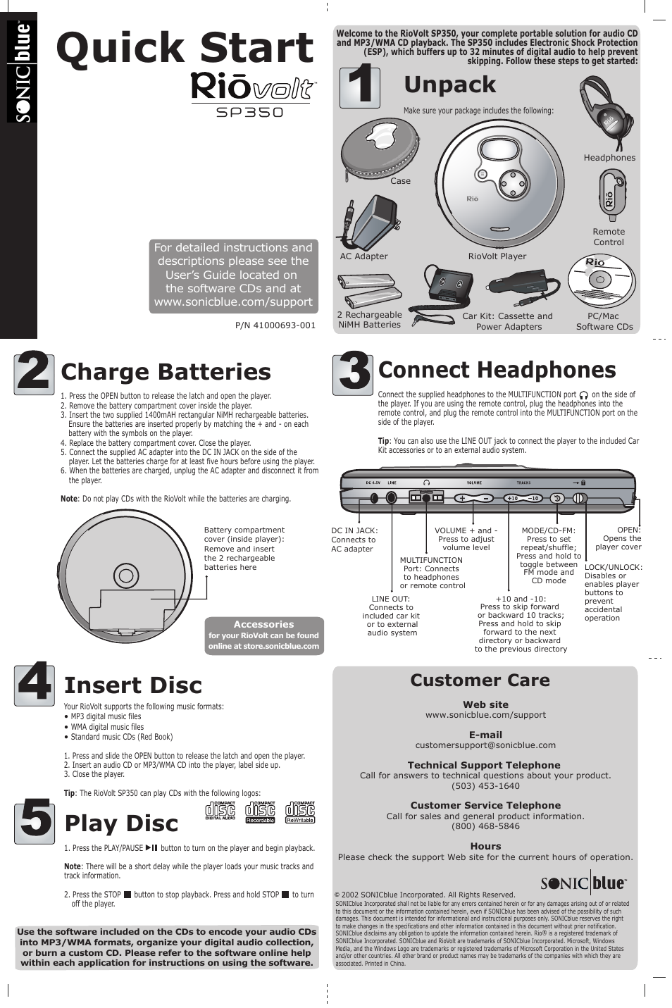 Sonic Blue RioVolt SP350 User Manual | 1 page