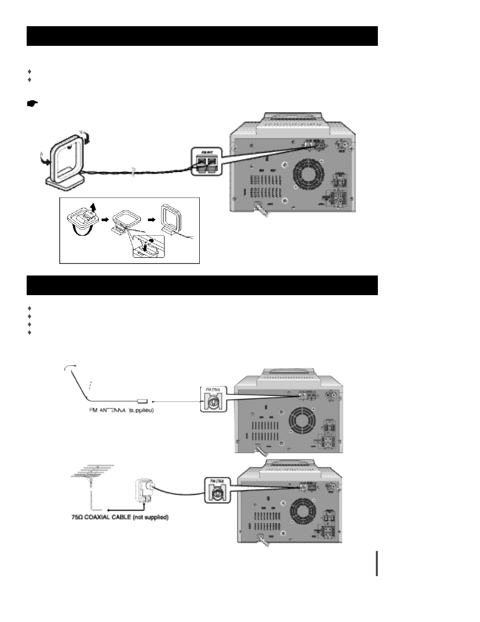 Connecting the am antenna, Connecting the fm antenna | Sonic Blue Rio EX1000 User Manual | Page 10 / 25