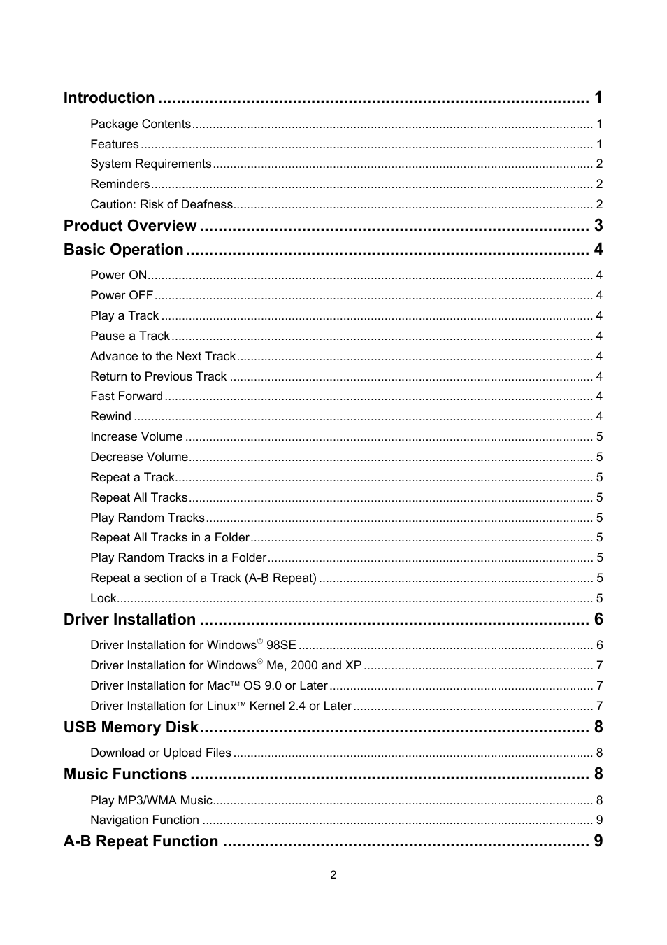 Sonic Blue P/NTS512MMP520 User Manual | Page 2 / 37