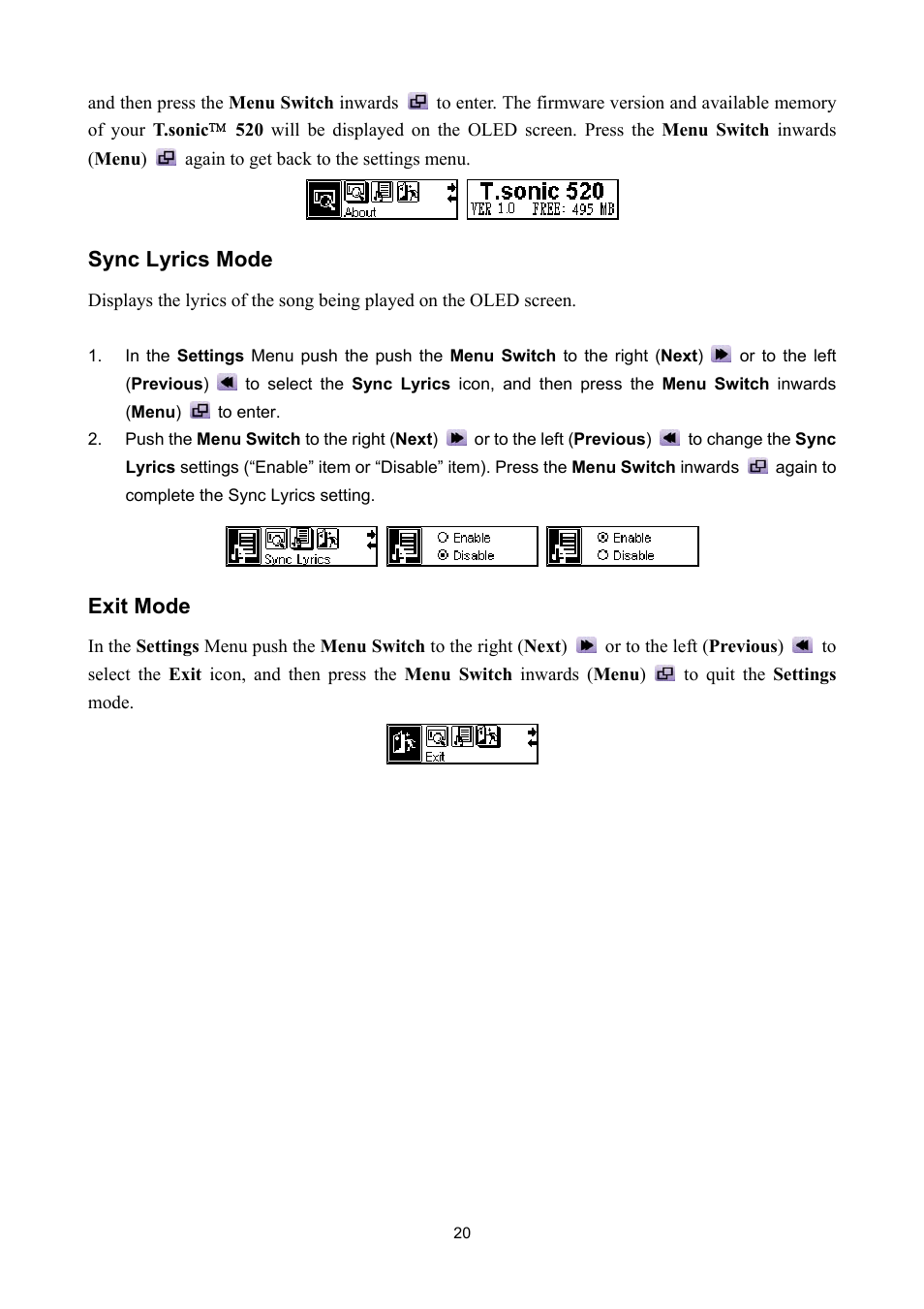 Sync lyrics mode, Exit mode | Sonic Blue P/NTS512MMP520 User Manual | Page 24 / 37