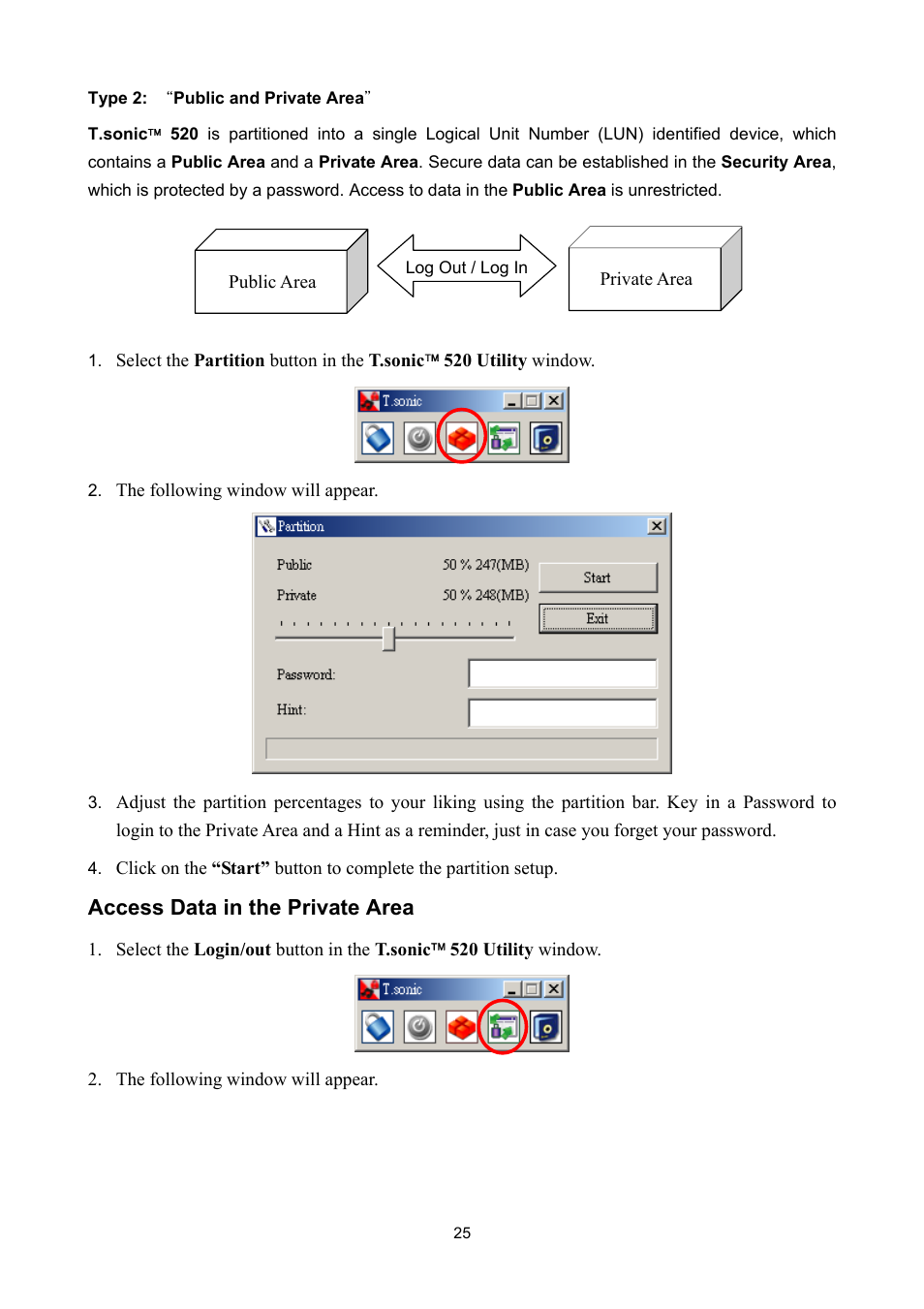 Access data in the private area | Sonic Blue P/NTS512MMP520 User Manual | Page 29 / 37