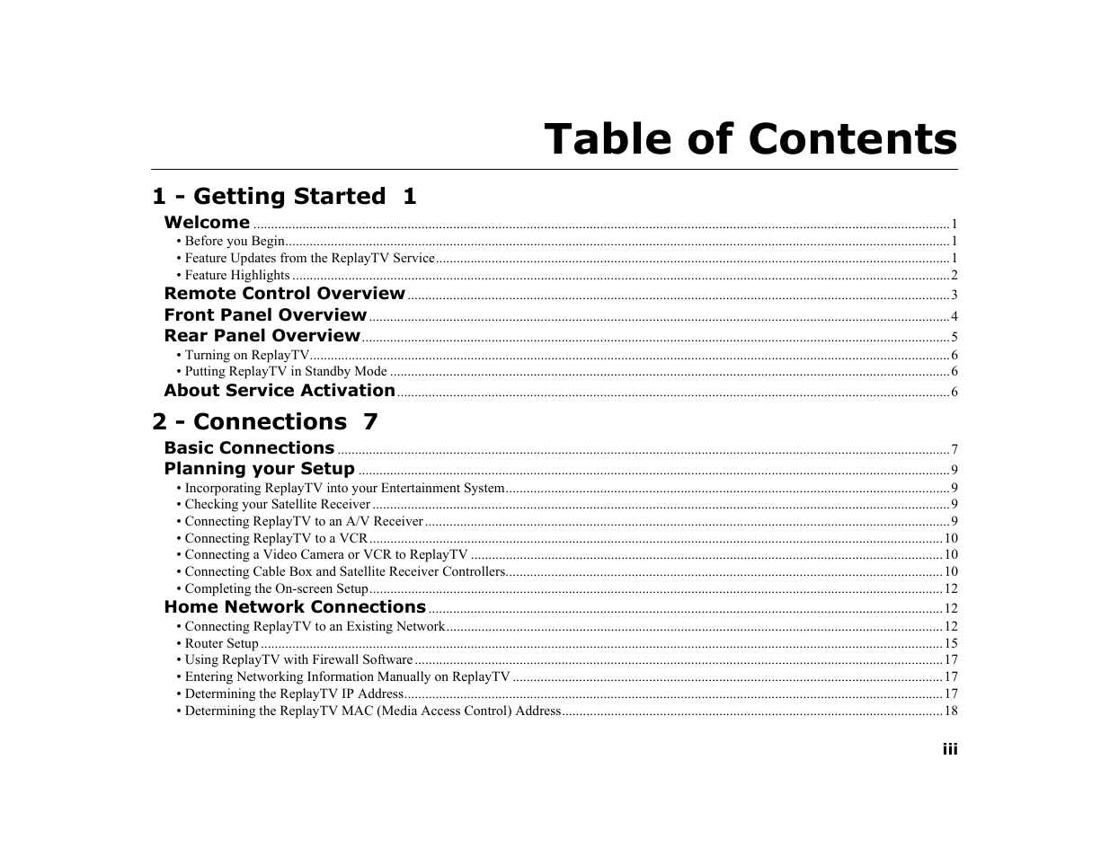 Sonic Blue Replay TV 5000 User Manual | Page 3 / 86