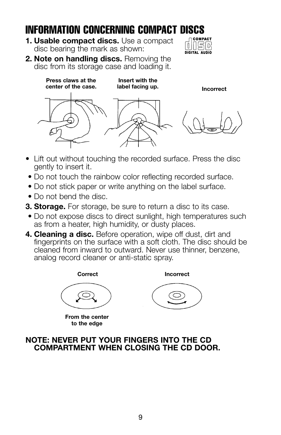 Information concerning compact discs | Salton, Inc WT51GY User Manual | Page 10 / 12