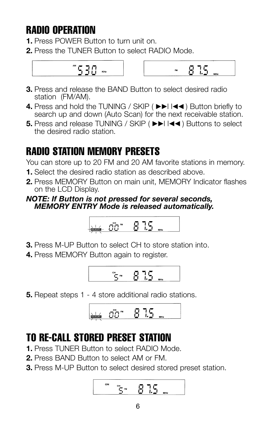 Radio operation | Salton, Inc WT51GY User Manual | Page 7 / 12