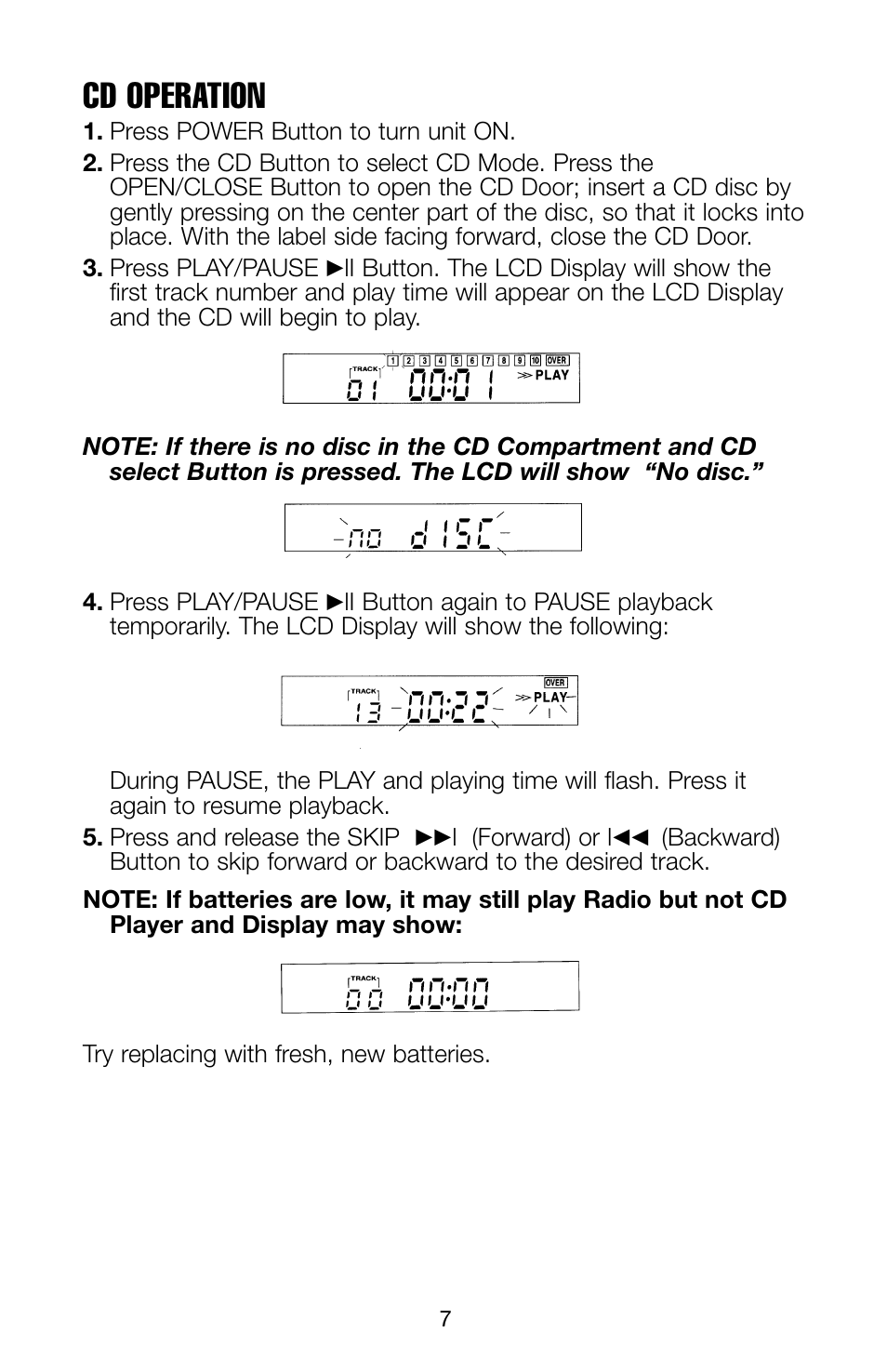 Cd operation | Salton, Inc WT51GY User Manual | Page 8 / 12