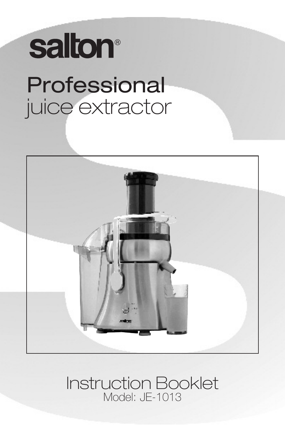 Salton, Inc JE-1013 User Manual | 12 pages
