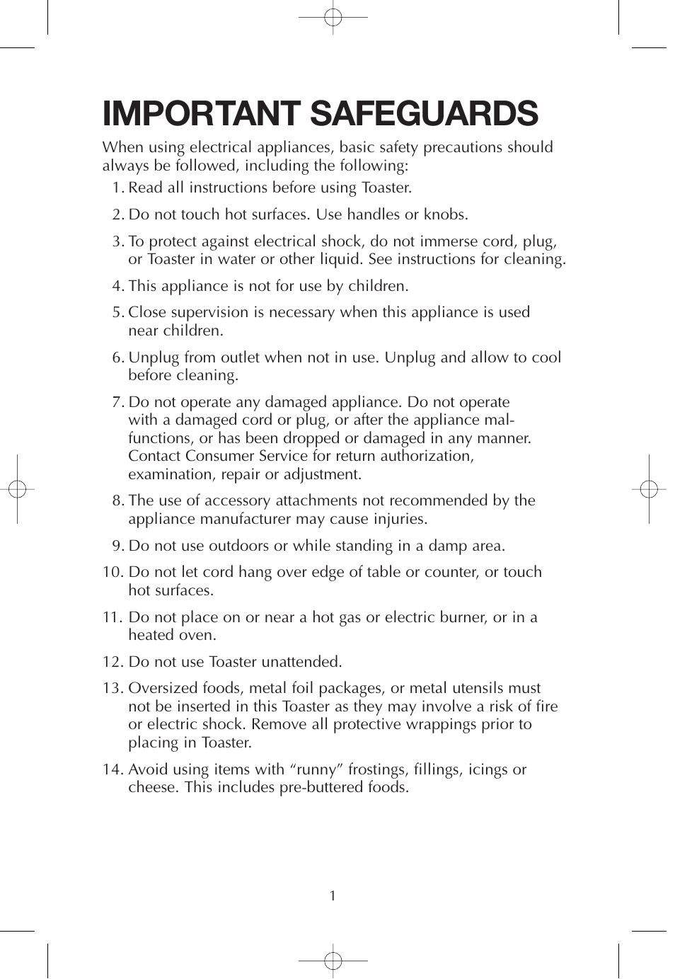 Important safeguards | FARBERWARE 2-SLICE WIDE SLOT TOASTER FPT200 User Manual | Page 2 / 12