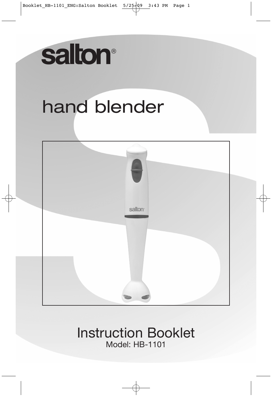 Salton, Inc HB-1101 User Manual | 9 pages