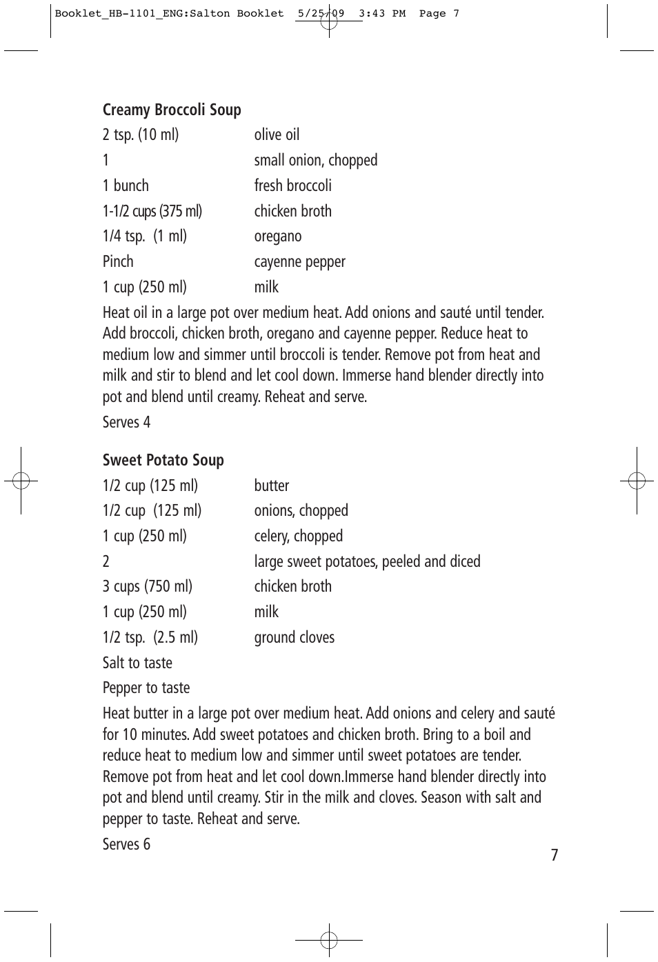 Salton, Inc HB-1101 User Manual | Page 7 / 9