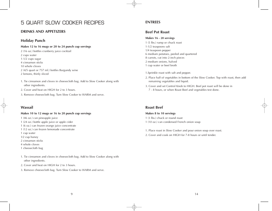 5 quart slow cooker recipes | FARBERWARE SLOW COOKER FSSC500 User Manual | Page 10 / 24