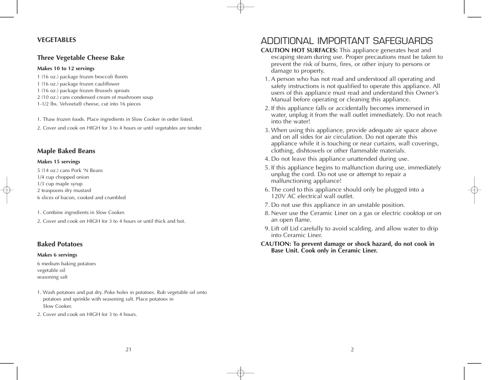 Additional important safeguards | FARBERWARE SLOW COOKER FSSC500 User Manual | Page 22 / 24