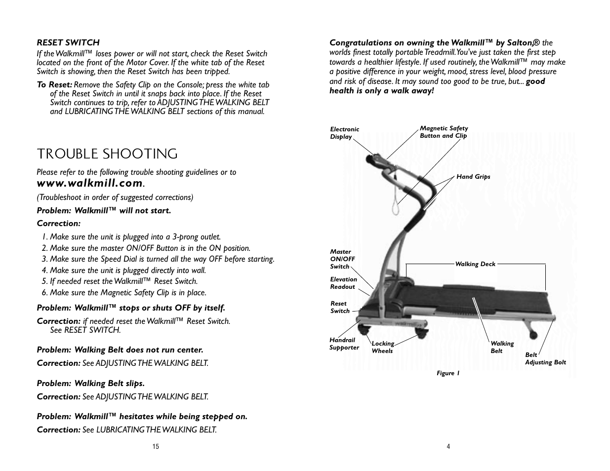 Trouble shooting | Salton, Inc WALKMILL User Manual | Page 16 / 20