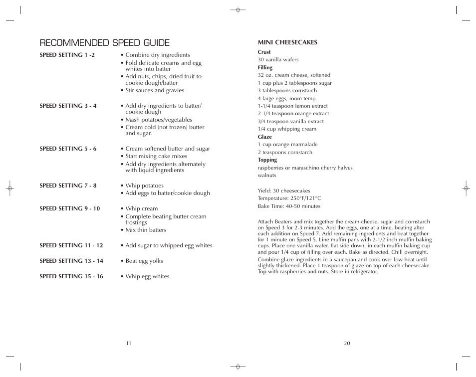 Recommended speed guide | FARBERWARE MIXER FSM126EM User Manual | Page 12 / 32