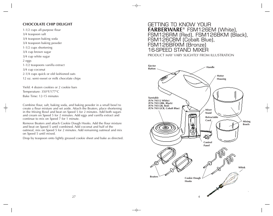 Farberware, Getting to know your | FARBERWARE MIXER FSM126EM User Manual | Page 5 / 32
