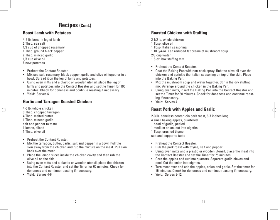 Recipes | Salton, Inc GV5 User Manual | Page 10 / 11