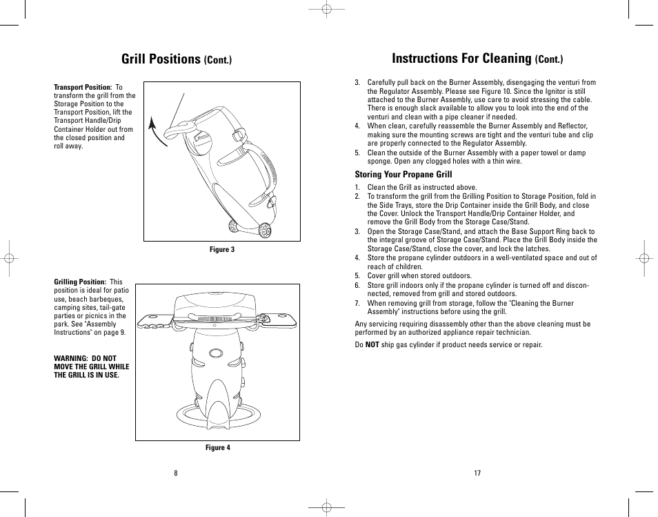 Grill positions, Instructions for cleaning | Salton, Inc GP300 User Manual | Page 16 / 23