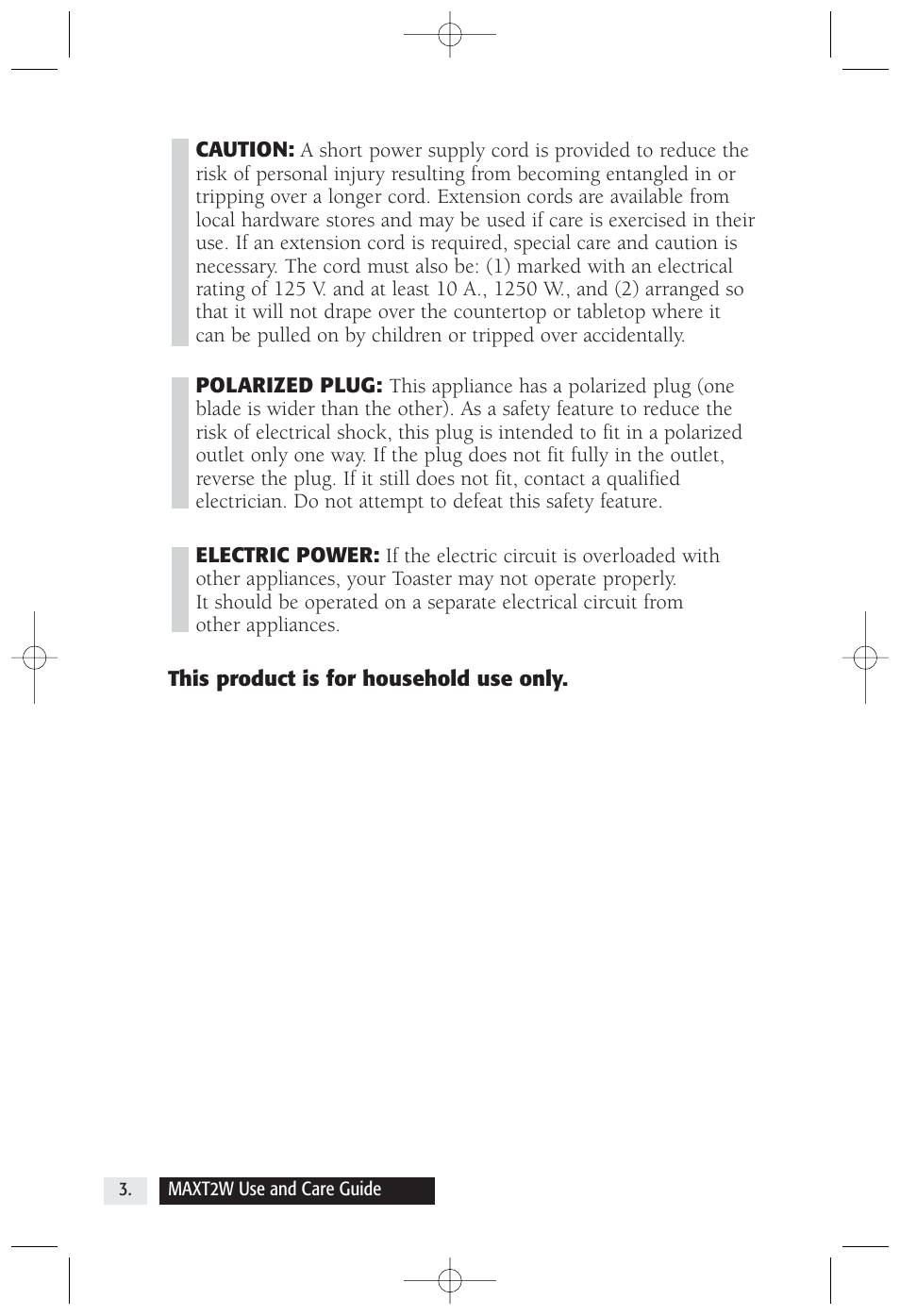Salton, Inc 2-Slice Toaster MAXT2W User Manual | Page 4 / 10