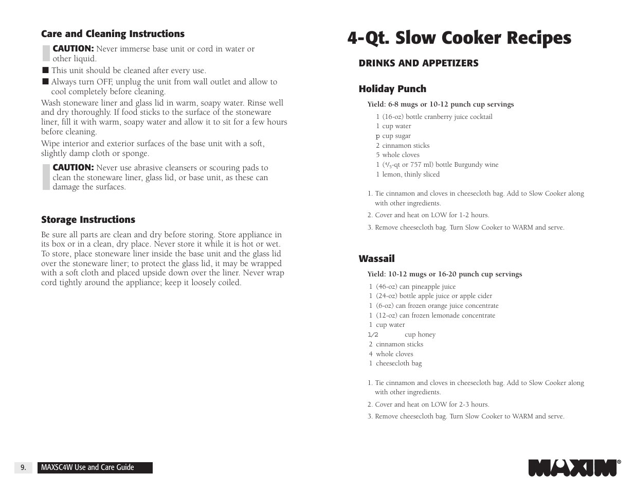 Qt. slow cooker recipes | Salton, Inc 4-Quart Oval Slow Cooker MAXSC4W User Manual | Page 11 / 35