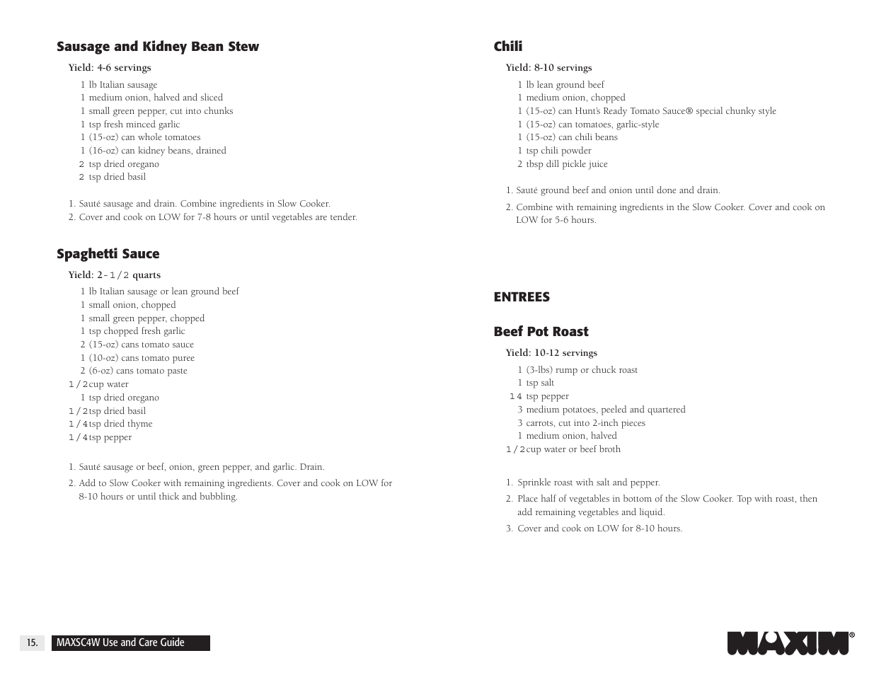 Salton, Inc 4-Quart Oval Slow Cooker MAXSC4W User Manual | Page 16 / 35