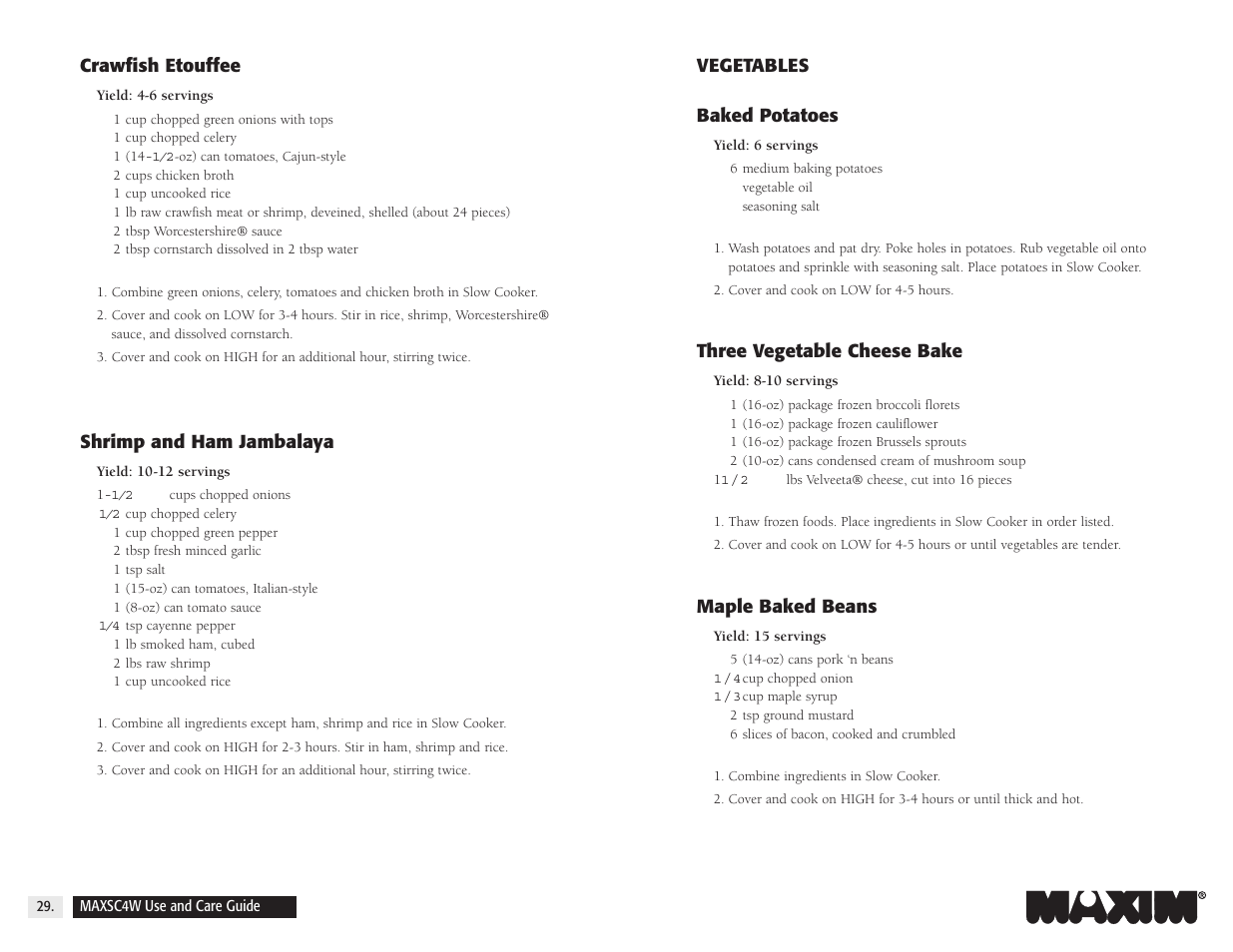 Salton, Inc 4-Quart Oval Slow Cooker MAXSC4W User Manual | Page 30 / 35